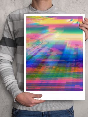 Colourful Glitched abstract digital ART work printed in A3 paper size with margins for framing